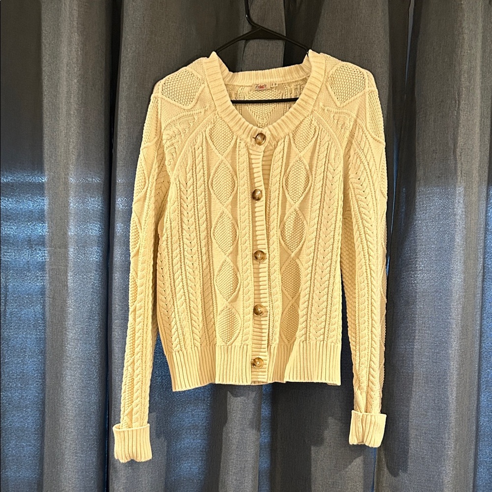 Faherty Cream Cable Knit Cardigan